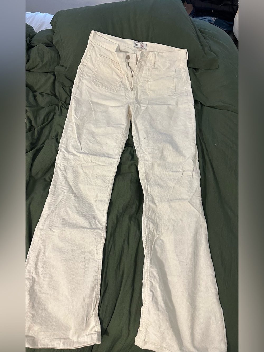 TALL GAP Women's Off-White Corduroy Flare Jeans